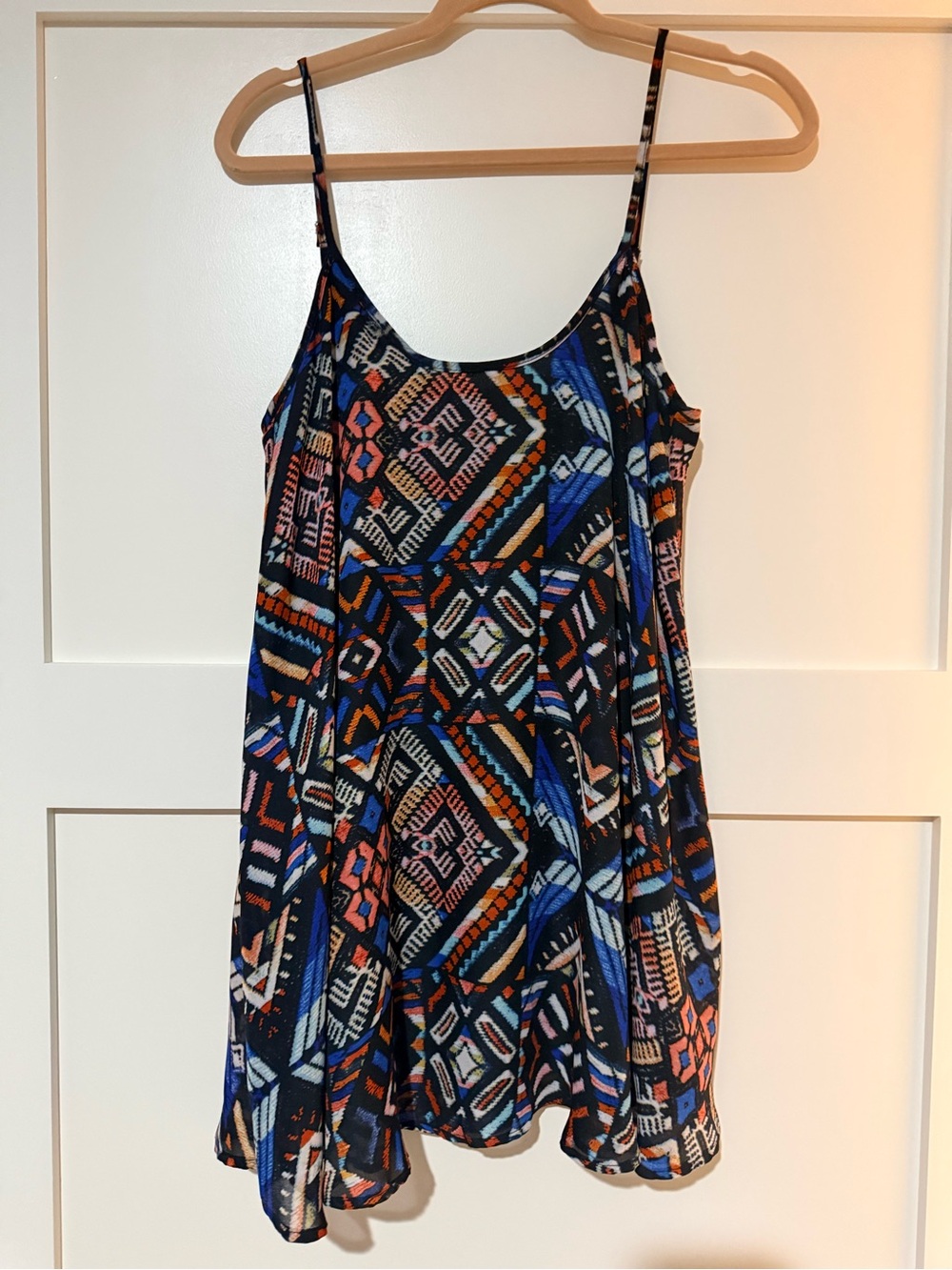 Show Me Your MuMu Geometric Mini Dress in Black, Blue & Coral